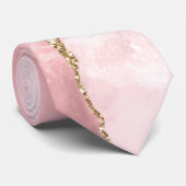 Roze Blush Agate met Gold Ribbon Elegant Stropdas (Opgerold)