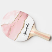 Roze Blush Agate met Gold Ribbon Elegant Tafeltennisbatje (Zijkant)