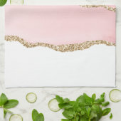 Roze Blush Agate met Gold Ribbon Elegant Theedoek (Gevouwen)