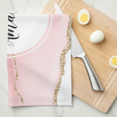 Roze Blush Agate met Gold Ribbon Elegant Theedoek (Quarter Fold)