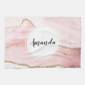 Roze Blush Agate met Gold Ribbon Elegant Theedoek (Horizontaal)