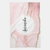 Roze Blush Agate met Gold Ribbon Elegant Theedoek (Verticaal)