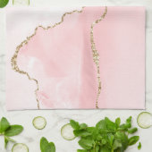 Roze Blush Agate met Gold Ribbon Elegant Theedoek (Gevouwen)