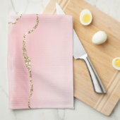 Roze Blush Agate met Gold Ribbon Elegant Theedoek (Quarter Fold)