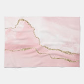 Roze Blush Agate met Gold Ribbon Elegant Theedoek (Horizontaal)