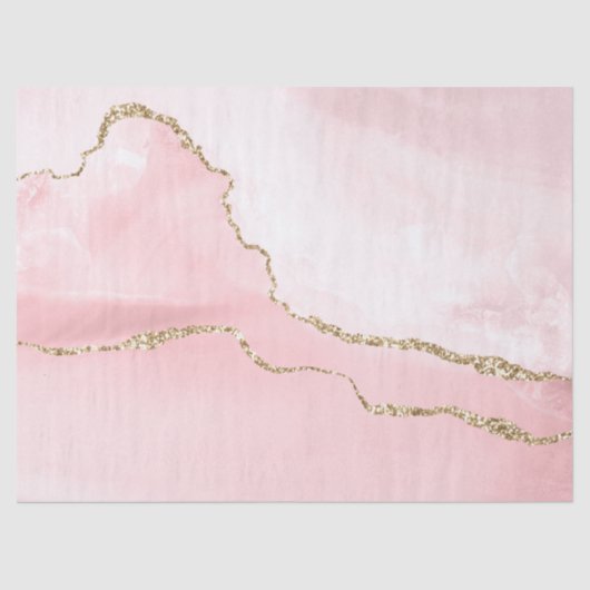 Roze Blush Agate met Gold Ribbon Elegant Tissuepapier (Voorkant)