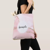 Roze Blush Agate met Gold Ribbon Elegant Tote Bag (Dichtbij)