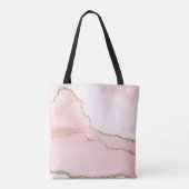Roze Blush Agate met Gold Ribbon Elegant Tote Bag (Achterkant)