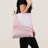 Roze Blush Agate met Gold Ribbon Elegant Tote Bag (Dichtbij)
