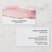 Roze Blush Agate met Gold Ribbon Elegant Visitekaartje (Voorkant / Achterkant)
