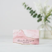 Roze Blush Agate met Gold Ribbon Elegant Visitekaartje (Staand voorkant)