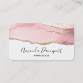 Roze Blush Agate met Gold Ribbon Elegant Visitekaartje (Voorkant)