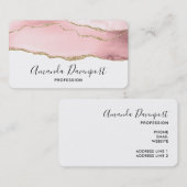 Roze Blush Agate met Gold Ribbon Elegant Visitekaartje (Voorkant / Achterkant)