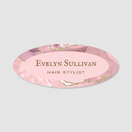 Roze Blush Agate Name Tag