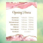 Roze blush Agate openingstijden venster Cling Raamsticker (Vel 3)