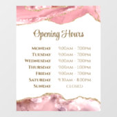 Roze blush Agate openingstijden venster Cling Raamsticker (Vel)