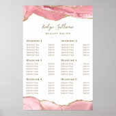 Roze Blush Agate Price List Poster (Voorkant)