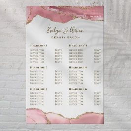 Roze Blush Agate Price List Poster