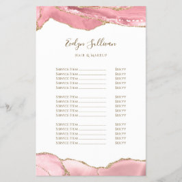 Roze blush agate prijslijst flyer