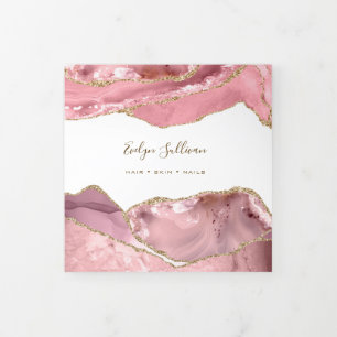 Roze Blush Agate Trifold Brochure Drieluik Kaart