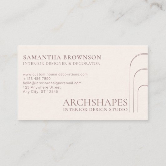 Roze Blush Architecture Geometry Interior Designer Visitekaartje (Achterkant)