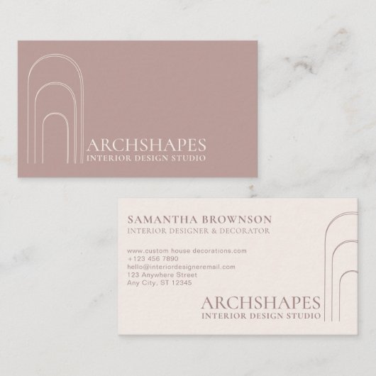 Roze Blush Architecture Geometry Interior Designer Visitekaartje (Voorkant / Achterkant)