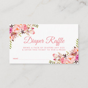 Roze Blush Baby shower Luier Raffle Ticket Kaart