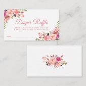 Roze Blush Baby shower Luier Raffle Ticket Kaart (Voorkant / Achterkant)