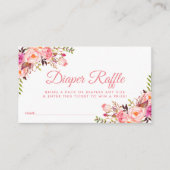 Roze Blush Baby shower Luier Raffle Ticket Kaart (Voorkant)