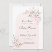 Roze blush baby shower uitnodiging (Voorkant)