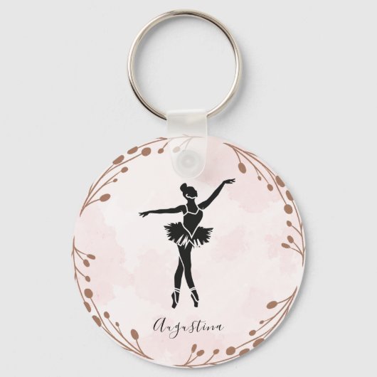 Roze Blush Ballet Dancer Ballerina Naam Prima Sleutelhanger (Voorkant)
