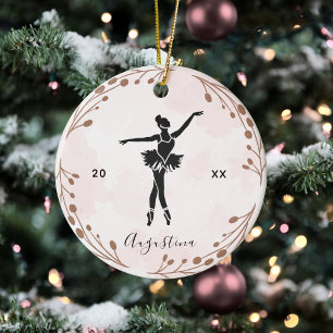 Roze Blush Ballet Dancer Ballerina Name & Year Keramisch Ornament