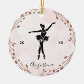 Roze Blush Ballet Dancer Ballerina Name & Year Keramisch Ornament (Voorkant)