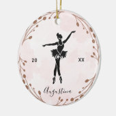Roze Blush Ballet Dancer Ballerina Name & Year Keramisch Ornament (Links)