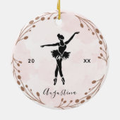 Roze Blush Ballet Dancer Ballerina Name & Year Keramisch Ornament (Achterkant)