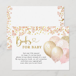 Roze Blush Ballon Baby Shower Boeken voor Baby Uitnodiging Briefkaart