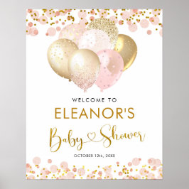 Roze Blush ballon Baby shower Welkomstteken Poster
