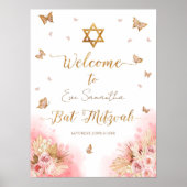 Roze Blush Bat Mitzvah Welkomstbord Schuimbord Poster (Voorkant)