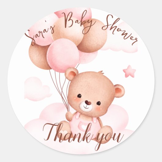 Roze Blush Beer Baby shower Hartelijk dank Ronde Sticker (Voorkant)