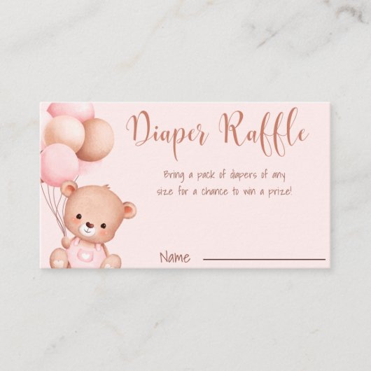Roze Blush Beer Waterverf Luierkaartje Raffle Informatiekaartje (Voorkant)