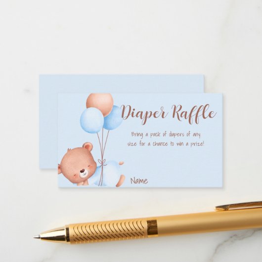 Roze Blush Beer Waterverf Luierrolkaartje En Informatiekaartje (Voorkant / Achterkant in situ)