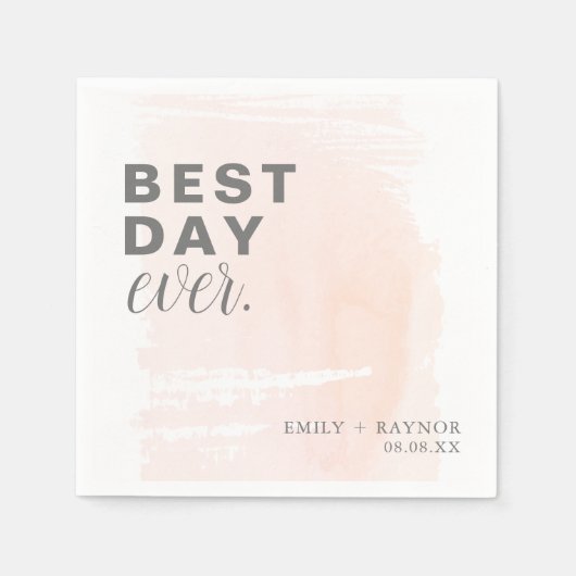 Roze Blush Best Day Elke bruiloft Servet (Voorkant)