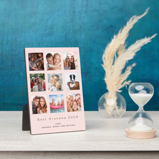 Roze 'Blush' Beste oma foto familie collage Fotoplaat (Zijkant)