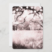 roze blush betoverend boslicht bruiloft kaart (Achterkant)