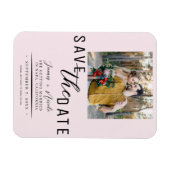 Roze Blush Bewaar de datum Foto Bruiloft Magneet (Horizontaal)