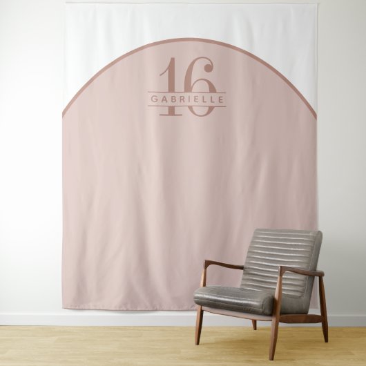 Roze Blush Birthday Custom Arch Backdrop Wandkleed (In situ)