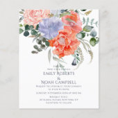 Roze Blush & Blauwe Aquarel Bloem Bruiloft Flyer (Voorkant)