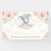 Roze Blush Bloed Lelephant Baby Girl Welkom Spandoek (Horizontaal)