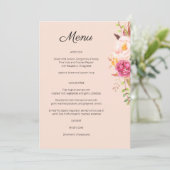 Roze Blush Bloeiend Bloemenmenu - Roze Uitnodiging (Staand voorkant)