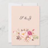 Roze Blush Bloeiend Bloemenmenu - Roze Uitnodiging (Achterkant)